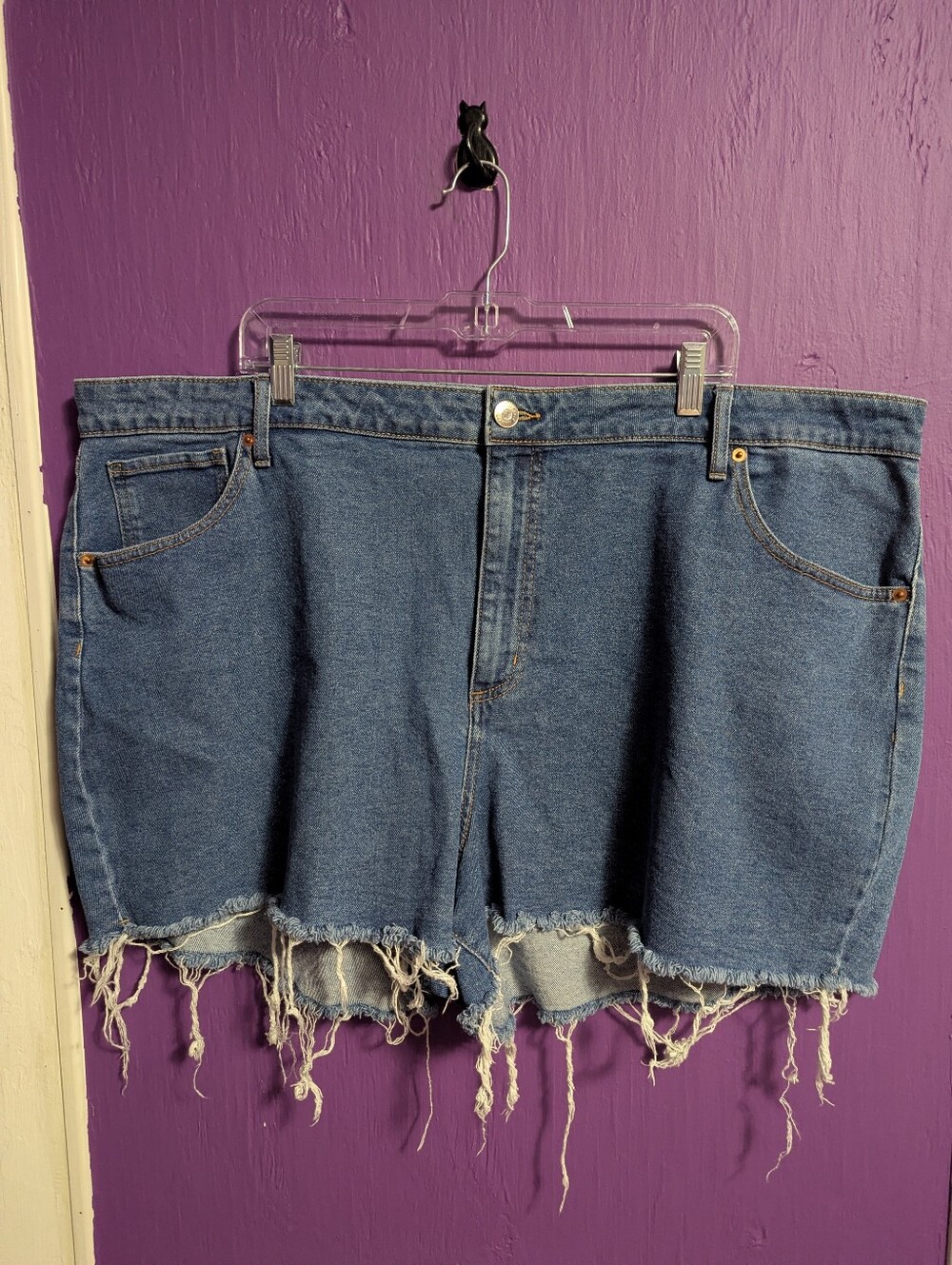 💜 Wild Fable Mom Short Medium Wash High Waist Frayed Hem Shorts 26 4X